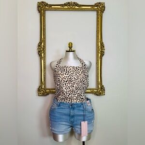 INC International Concepts Halter Neck Animal Print Blouse